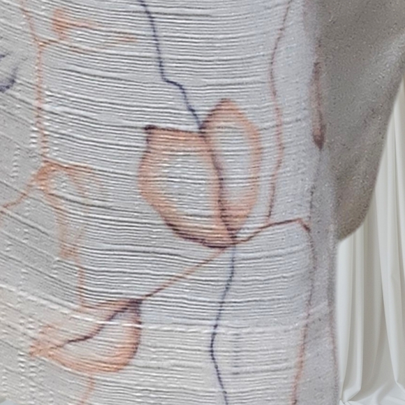 Korean Made Linen Cream and Pink Button-Up Blouse with Screen Print Design - Picture 5 of 9